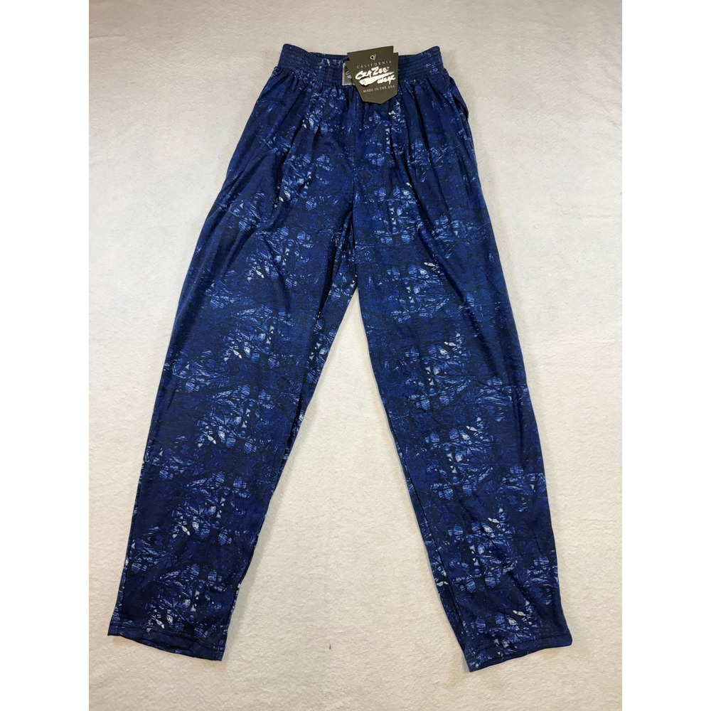 California Crazee Wear Blue Marble Baggy Gym Pants Mens Small Made in USA NWT